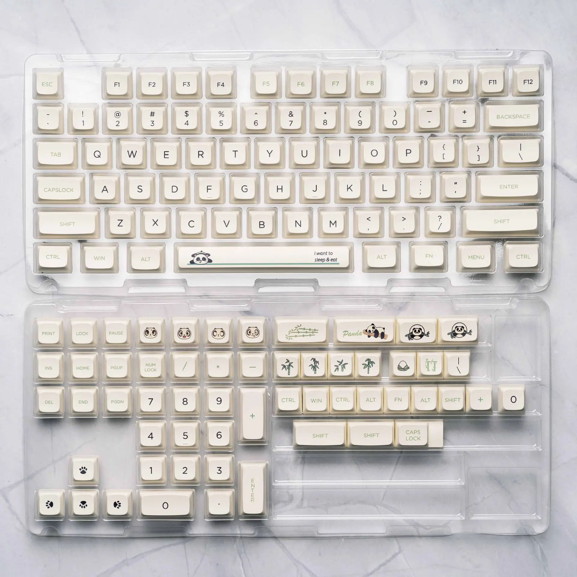 XDA 133 Keys Panda Theme PBT Dye Sub Keycaps Minimalist For Cherry Mx Switch Gateron Mechanical Keyboard XDA Keycaps