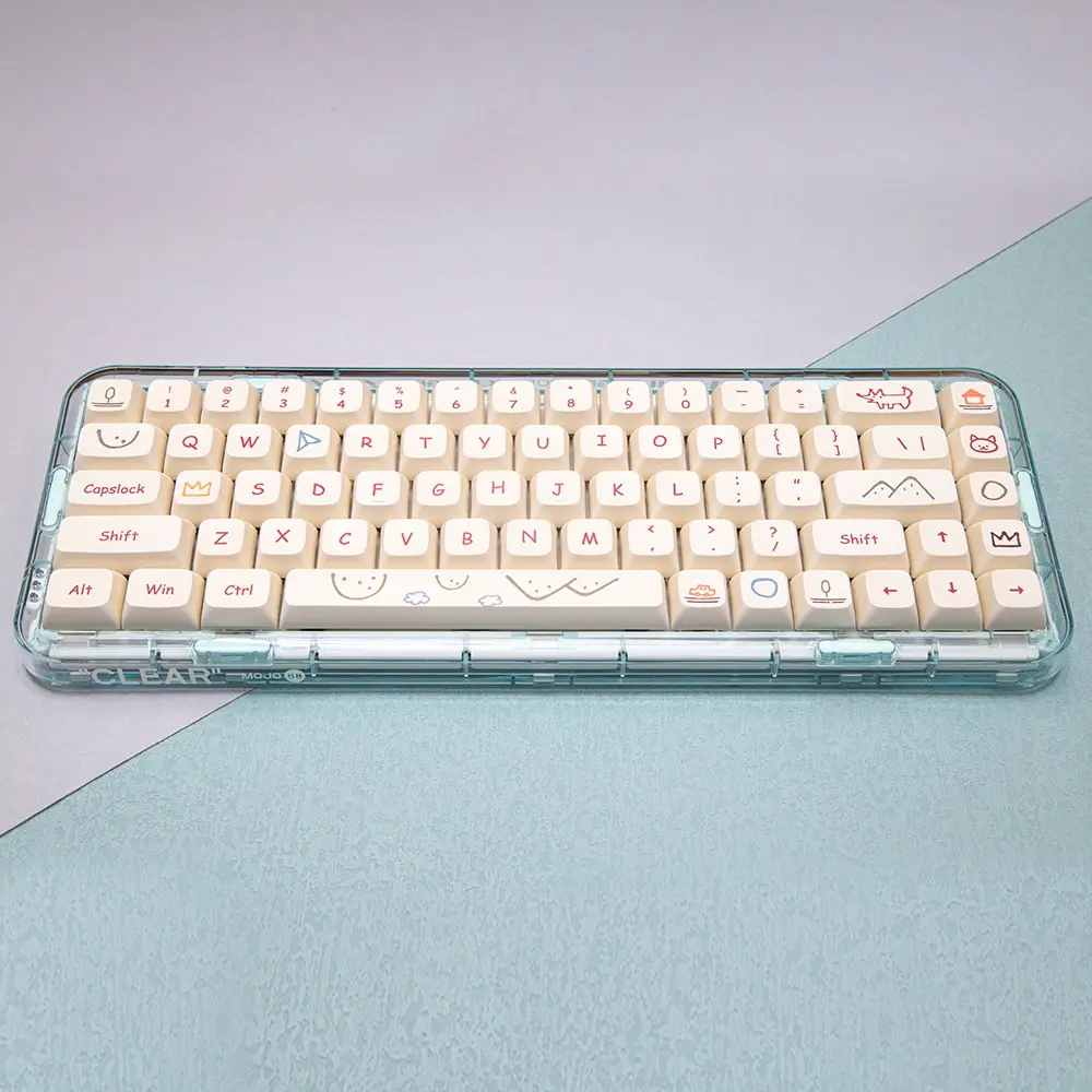 132 Keys XDA PBT Dye Sub Keycaps Graffiti Cartoon Theme Minimalist For Cherry GMMK Pro Mechanical Keyboard XDA Keycaps 61 68 89