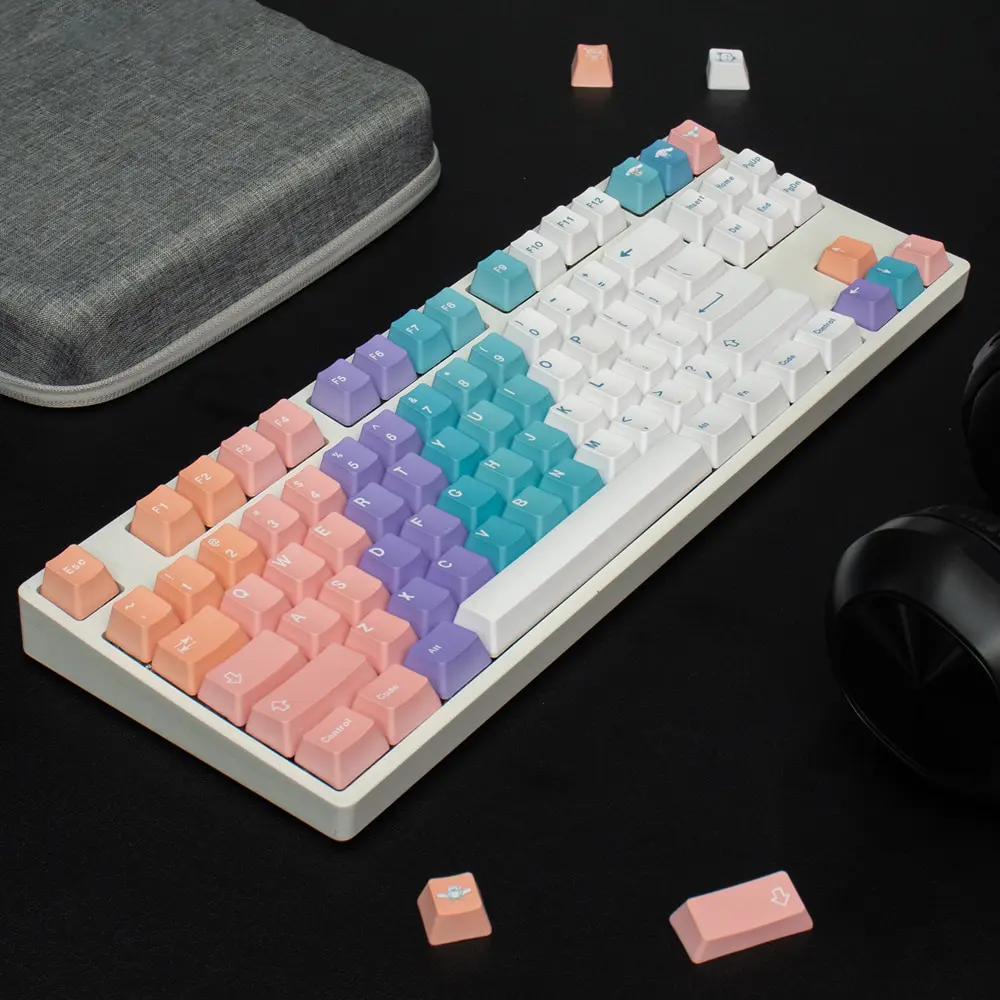 PBT Keycap 130 Keys Cherry Profile DYE-SUB Personalized Gradient Keycaps For Mechanical Keyboard 61 64 84 108 Layout