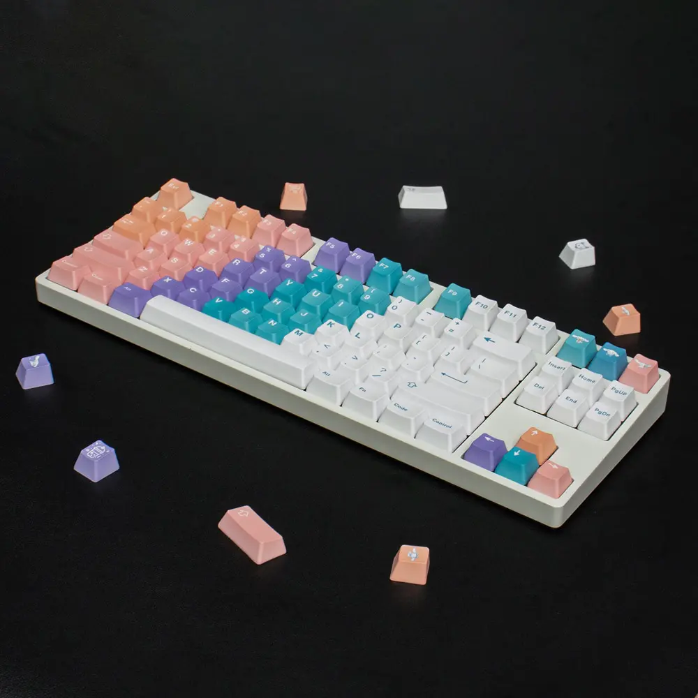 PBT Keycap 130 Keys Cherry Profile DYE-SUB Personalized Gradient Keycaps For Mechanical Keyboard 61 64 84 108 Layout
