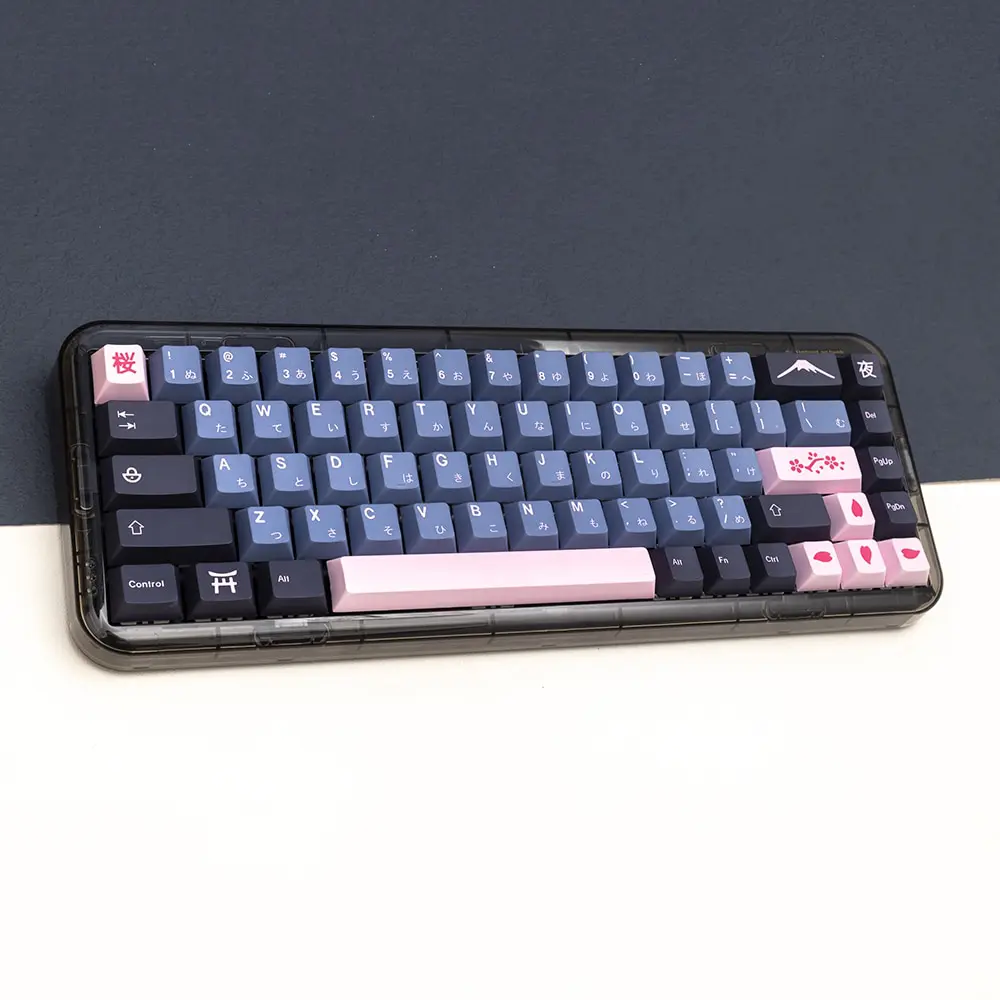KBDiy-GMK NightSakura clon Keycap, perfil de cereza, PBT japonés, juego de tapas de 141 teclas, GMMK Teclado mecánico, teclas personalizadas DIY