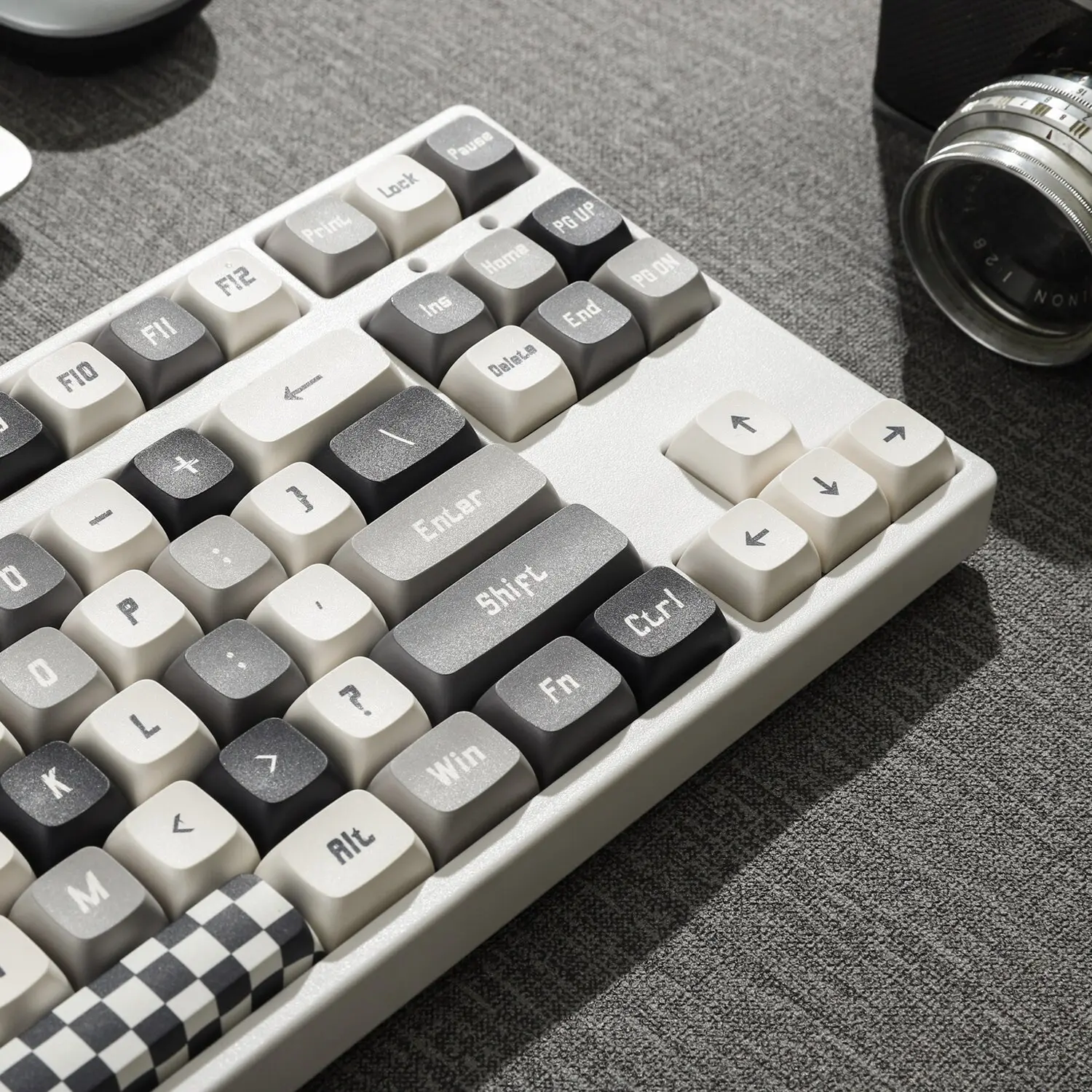 ECHOME-Tapa de teclado de sublimación térmica, teclado de tablero de ajedrez, altura XDA, PBT, blanco y negro, 133 teclas, 64/68/87