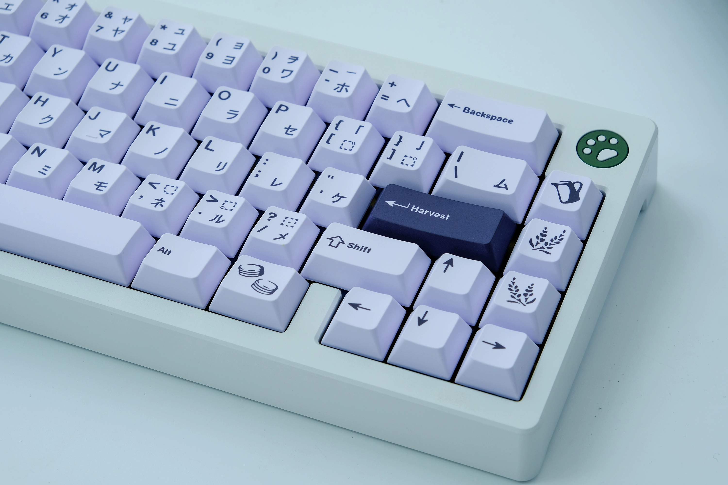 GMK-Juego de teclas de lavanda, tapas de teclas de sublimación de tinte PBT, 7U Barra espaciadora dividida, ISO Enter, perfil de cereza para GH60, GK64, 1 Juego