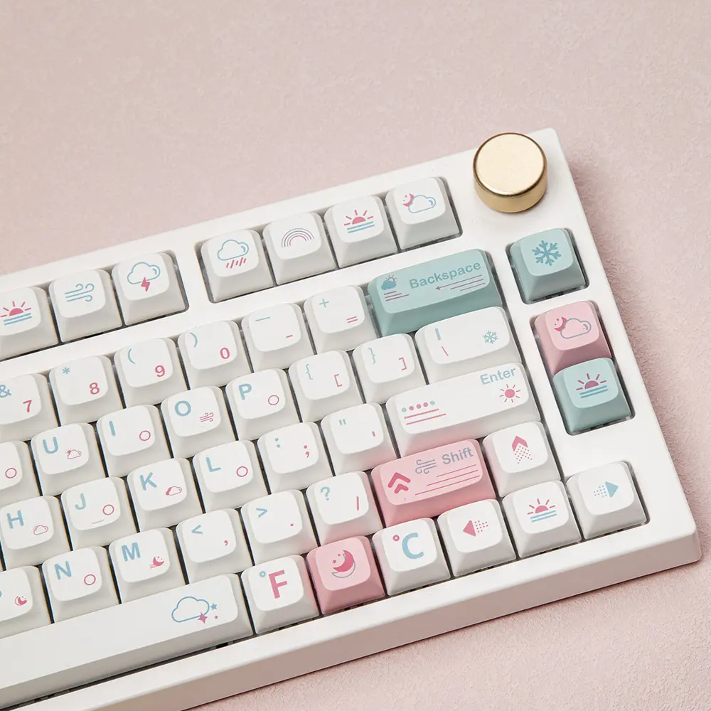 KBDiy-Juego de 132 teclas PBT, teclas personalizadas, bonitas, teclas japonesas, perfil XDA para Teclado mecánico de juegos 61/64/68/78/84/87