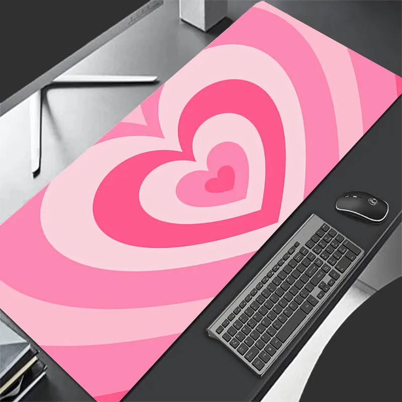 Coffee Love Heart-alfombrilla de goma para ordenador portátil, alfombrilla antideslizante para teclado, alfombrilla de escritorio para Juegos de oficina, color rosa