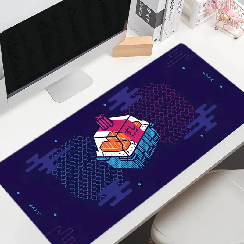 Alfombrilla de ratón Kawaii Sushi para Gamer, alfombrilla de ratón grande para teclado, alfombrillas de ratón para juegos, alfombra antideslizante para ordenador, mesa de oficina, alfombrilla de escritorio