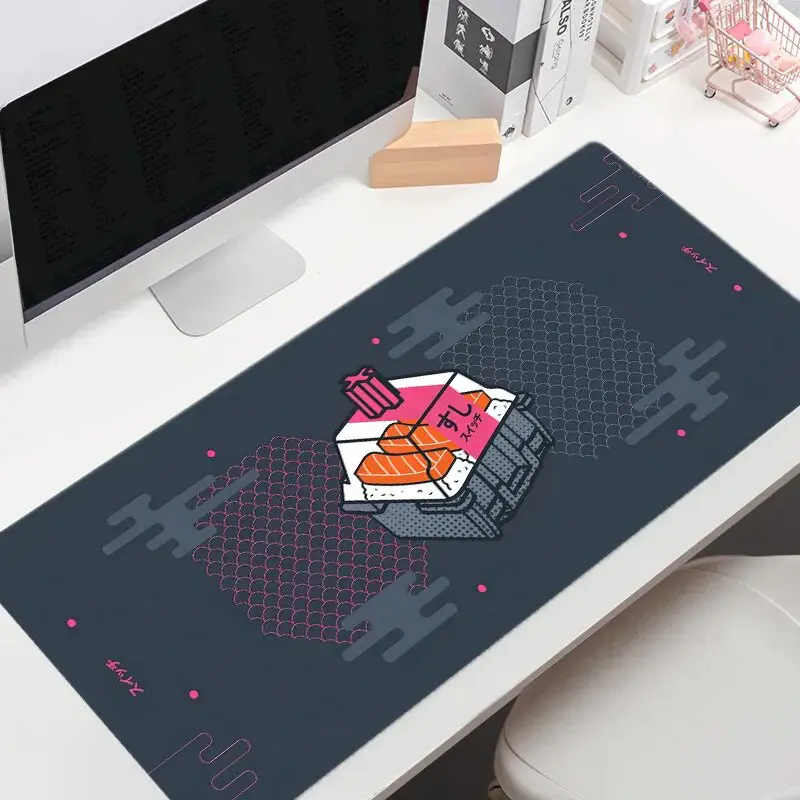Alfombrilla de ratón Kawaii Sushi para Gamer, alfombrilla de ratón grande para teclado, alfombrillas de ratón para juegos, alfombra antideslizante para ordenador, mesa de oficina, alfombrilla de escritorio