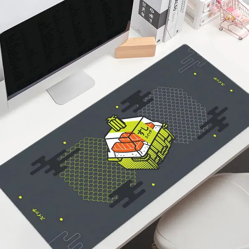 Alfombrilla de ratón Kawaii Sushi para Gamer, alfombrilla de ratón grande para teclado, alfombrillas de ratón para juegos, alfombra antideslizante para ordenador, mesa de oficina, alfombrilla de escritorio
