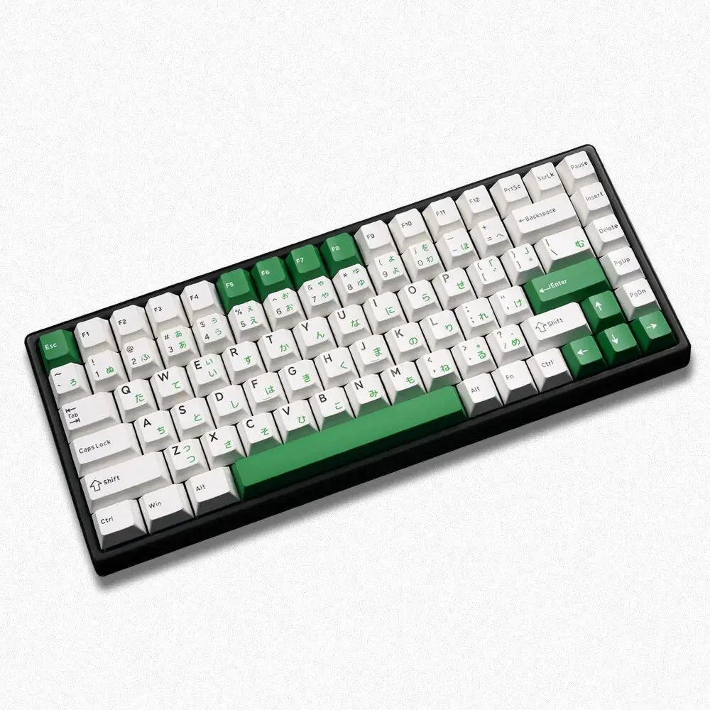 GJ Landscape Keycap PBT Doubleshot and Silk Screen Set BOW Hirigana Japanese Root para teclado mecánico negro sobre blanco BM60