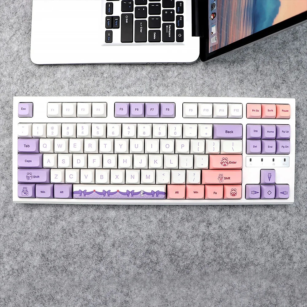 Lavanda conejo tema Keycap pbt XDA Keycaps para dz60/RK61/64/gk61/68/75/84/98 GMMKPRO Teclado mecánico Cap 7u Split Spacebar bar