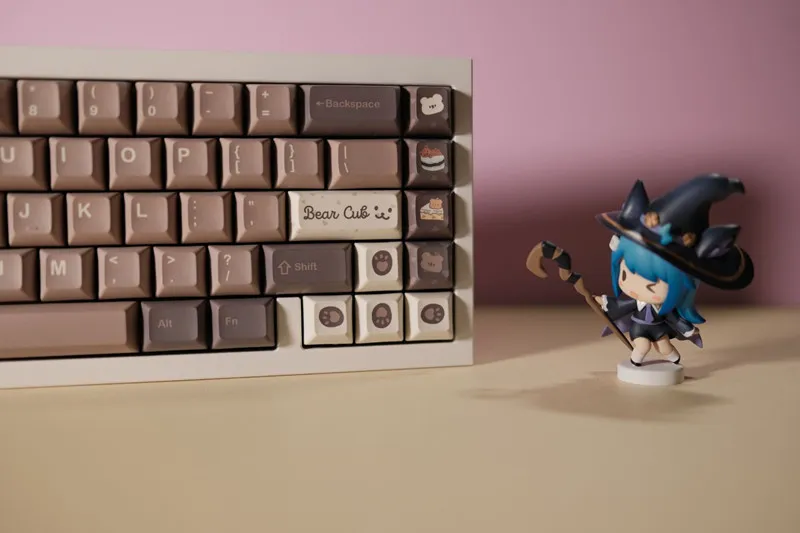 Teclas PBT de 142 teclas, teclas de perfil KCA de oso pequeño, tinte de sublimación, Teclado mecánico para juegos, interruptor MX con ISO Enter