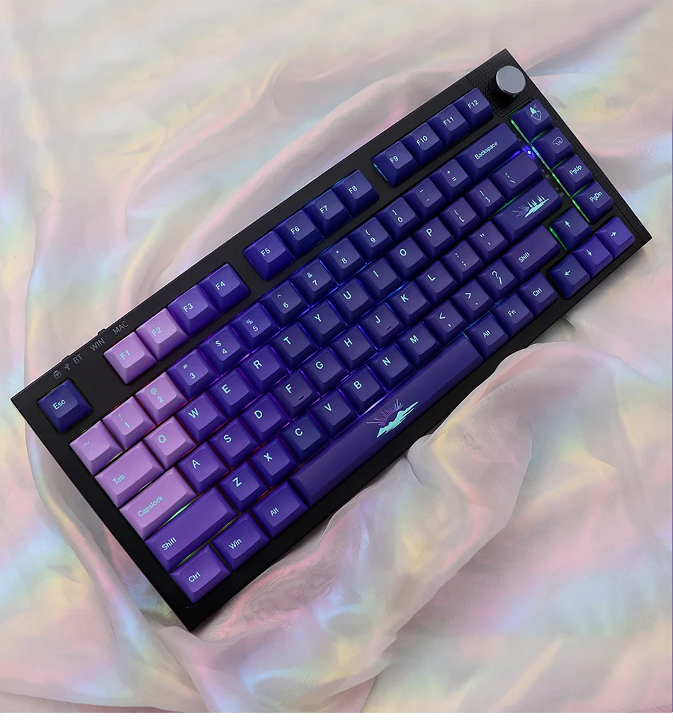 GMK-Teclas de luces del norte, teclas con gradiente púrpura, perfil KCA, tinte PBT, sublimación, Teclado mecánico, interruptor MX, 135 teclas