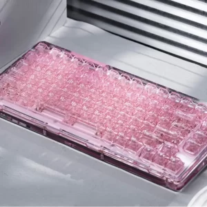GMK+ Transparent Pink Full Mechanical Keyboard