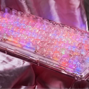 GMK+ Transparent Pink Full Mechanical Keyboard