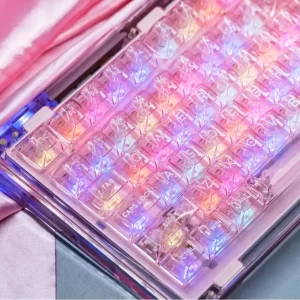 GMK+ Transparent Pink Full Mechanical Keyboard