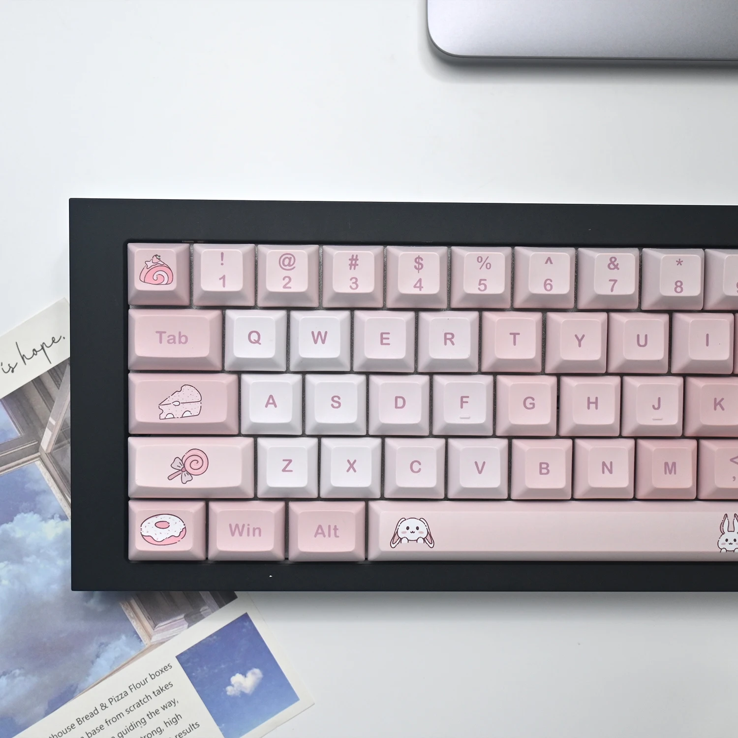 PBT Keycap Sweet Rabbit Theme KCA Profile 140 Keys 5 Side DYE Subbed Pink Style For Mechanical and Optical Gaming Keyboard